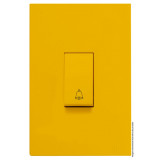 Conjunto Pulsador de Campainha Vertical 4x2 - RECTA MOSTARDA SATIN FOSCO